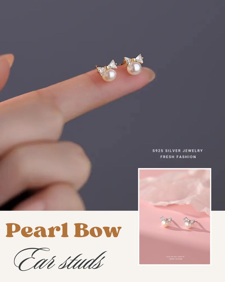 Bow Pearl Stud Earrings