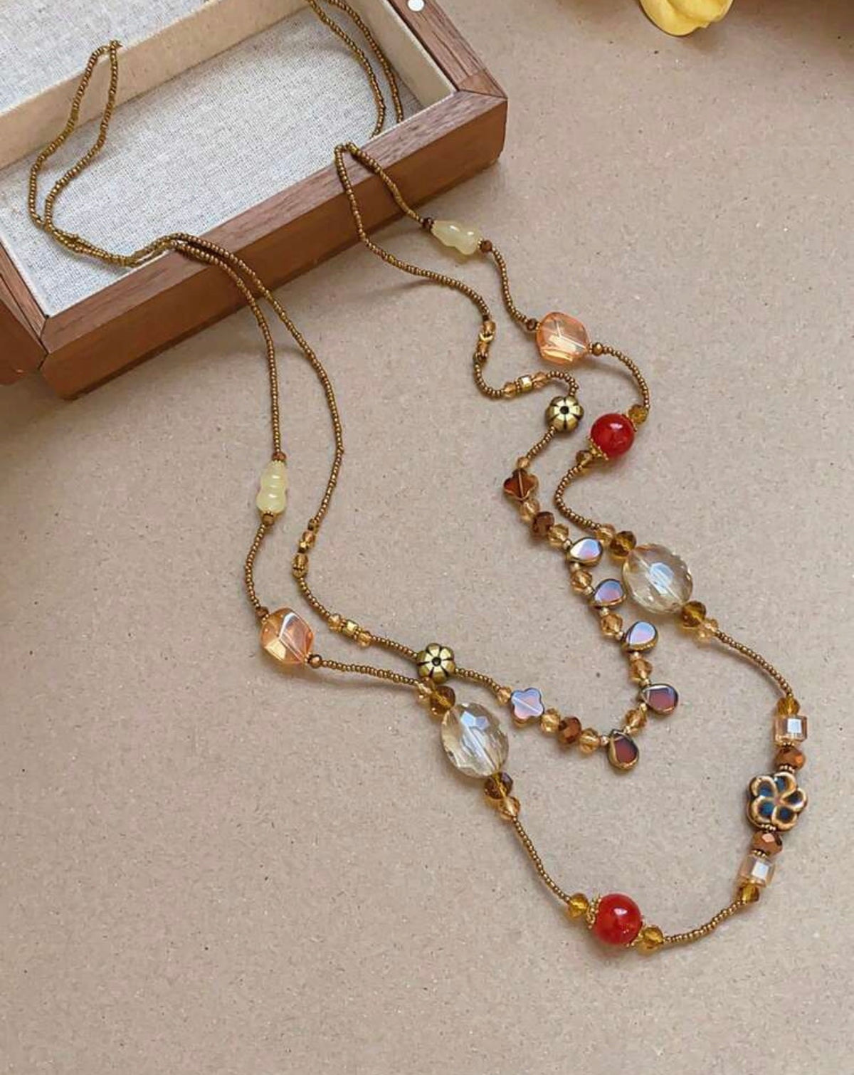 Beaded Earthy long necklace.