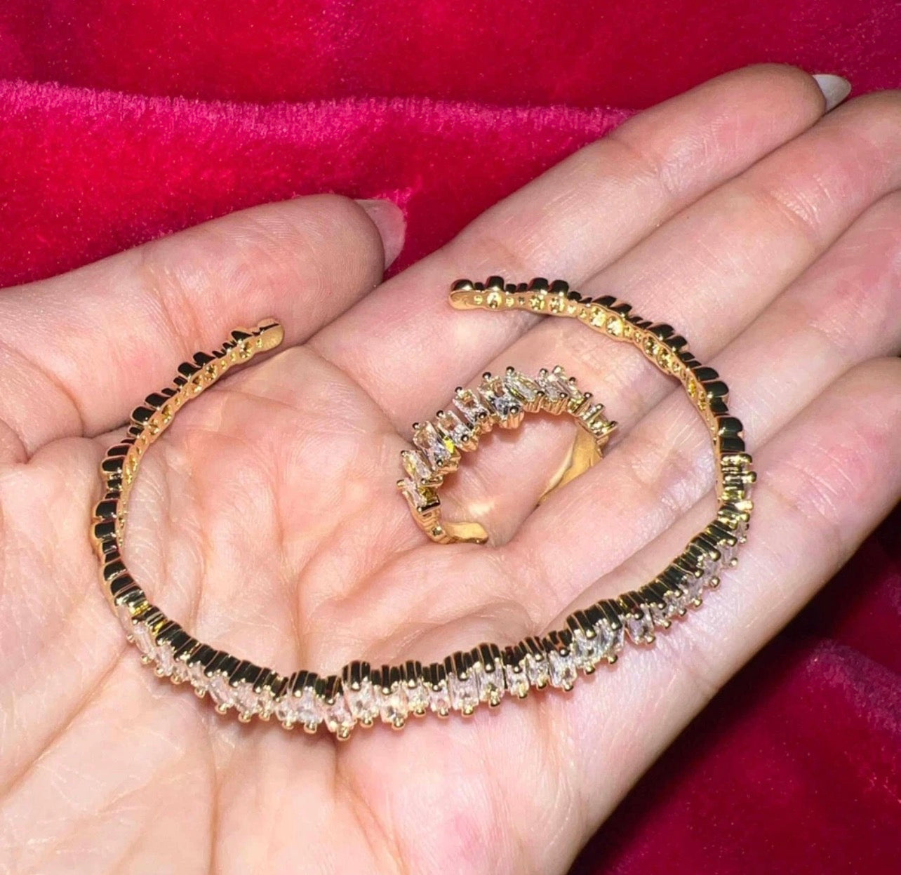 Baguette Bracelet Ring Combo