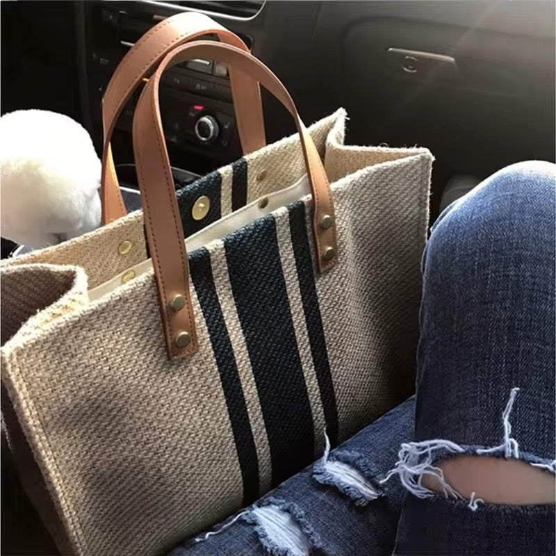 Stripe Canvas Tote Bag