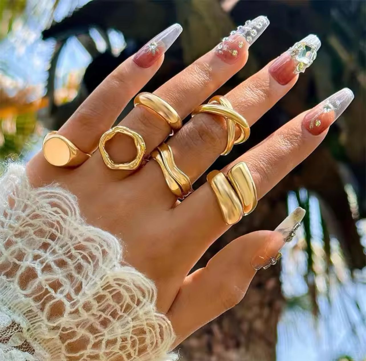 Gold Chunky Ring Set