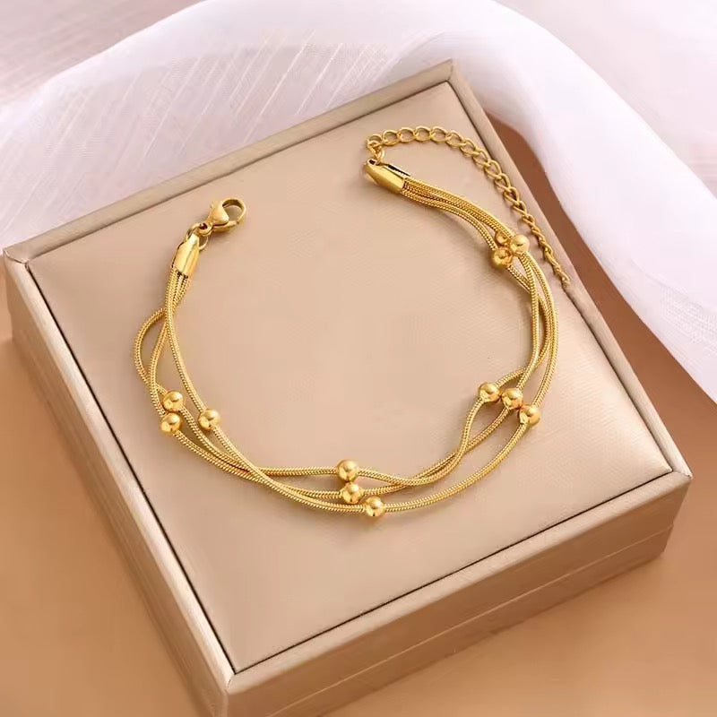Multi layer balls beads bracelet