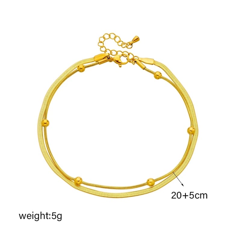 Dual Layered Snake Skin Beads Anklet