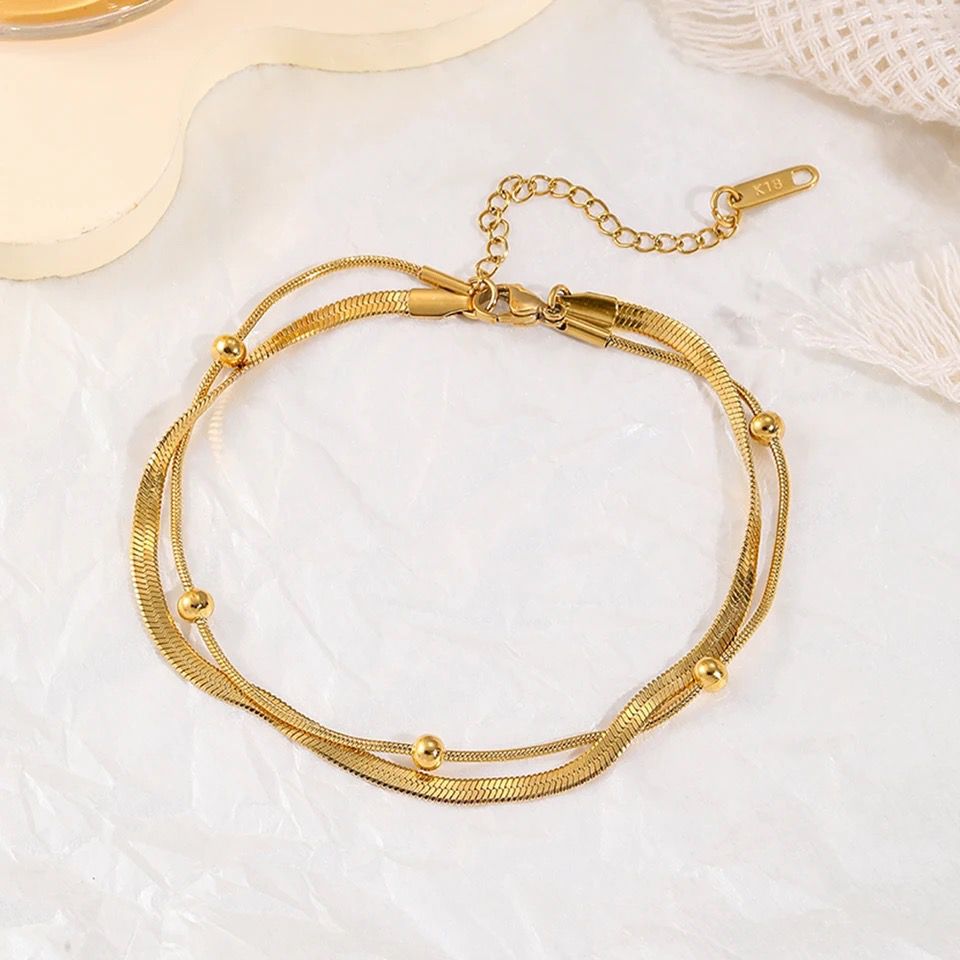 Dual Layered Snake Skin Beads Anklet
