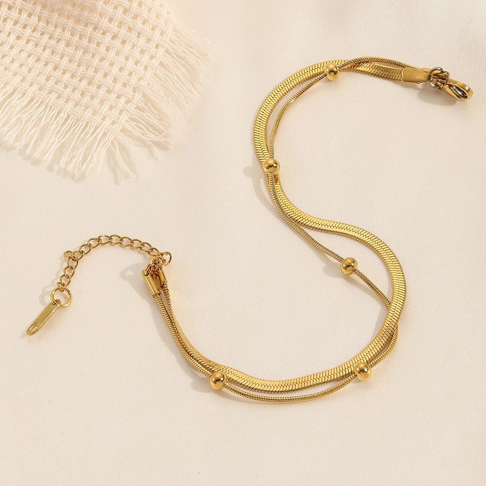Dual Layered Snake Skin Beads Anklet