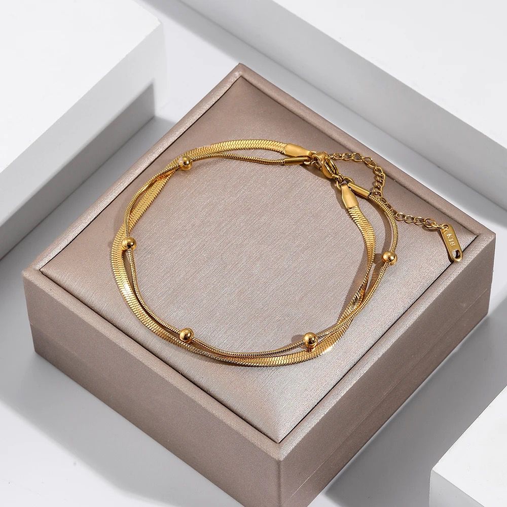 Dual Layered Snake Skin Beads Anklet