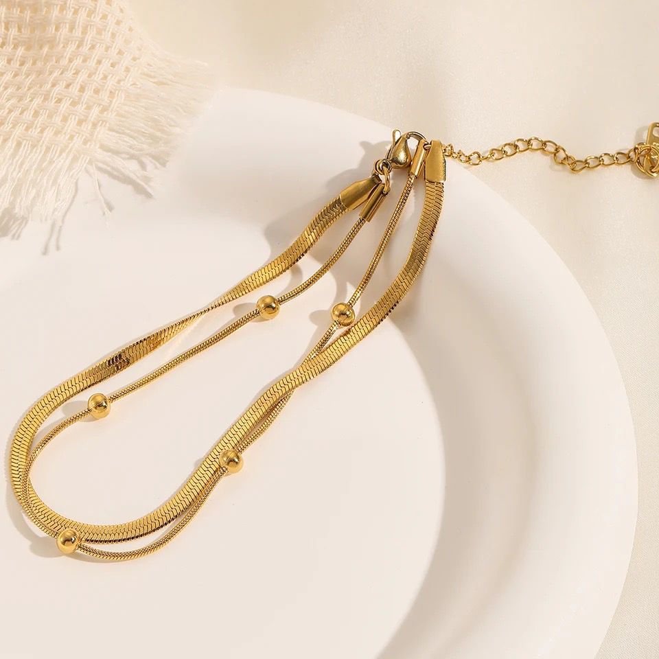 Dual Layered Snake Skin Beads Anklet