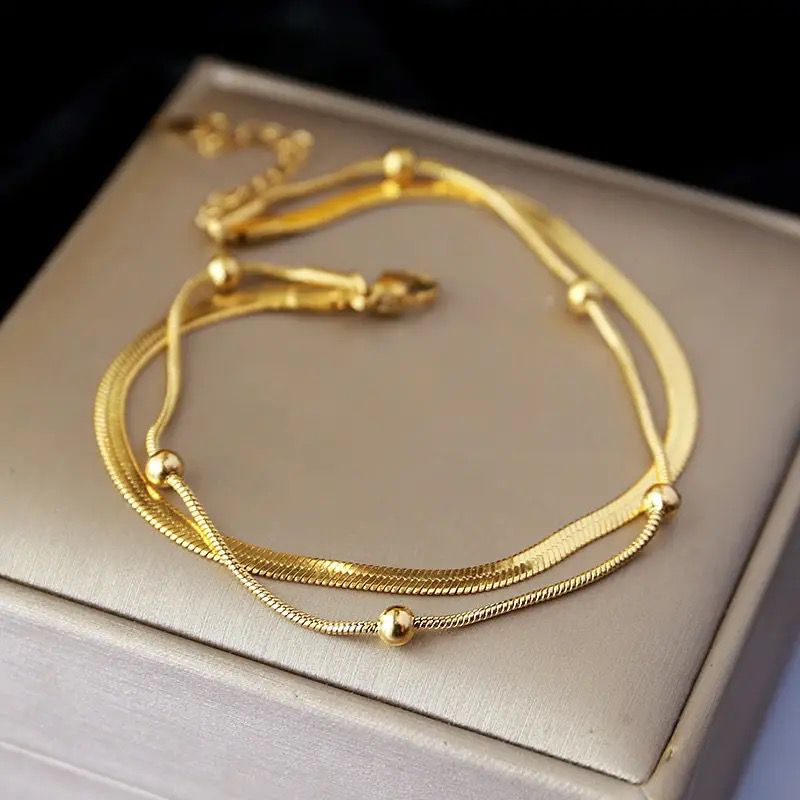 Dual Layered Snake Skin Beads Anklet