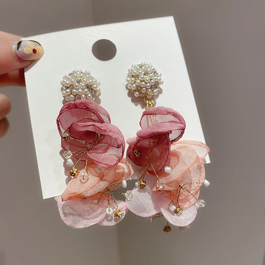 Chiffon Flower Earrings