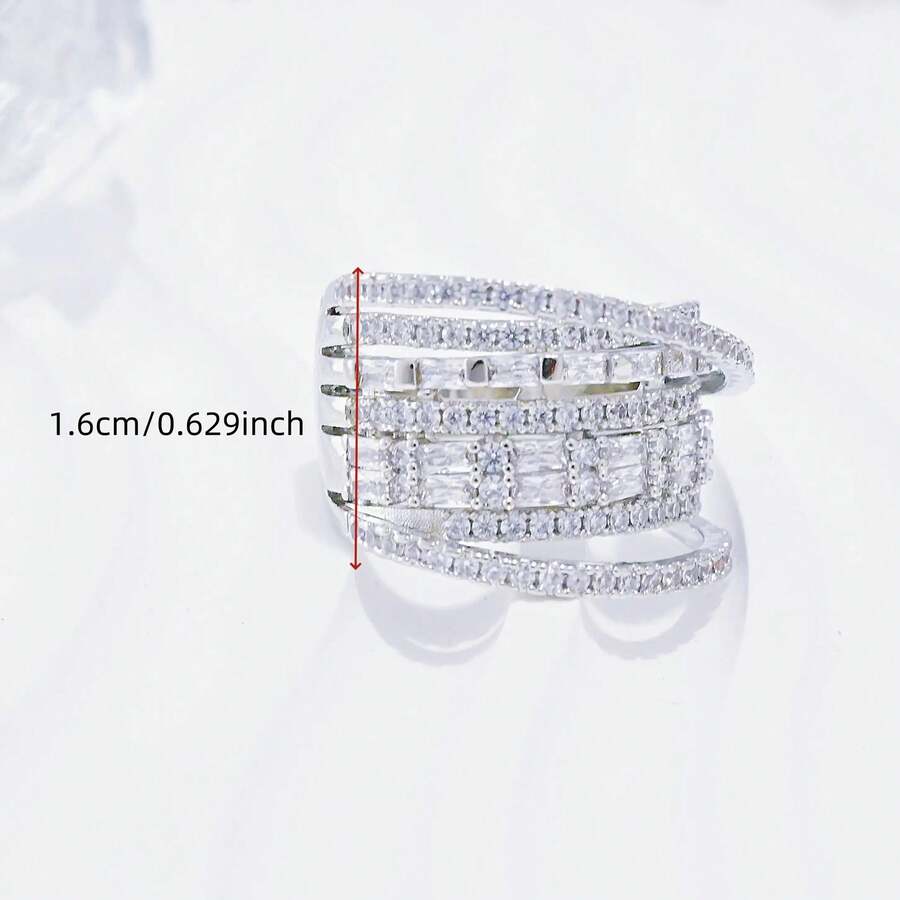 Silver Hollow Zirconia Ring showing approximately 1.6 cm band height