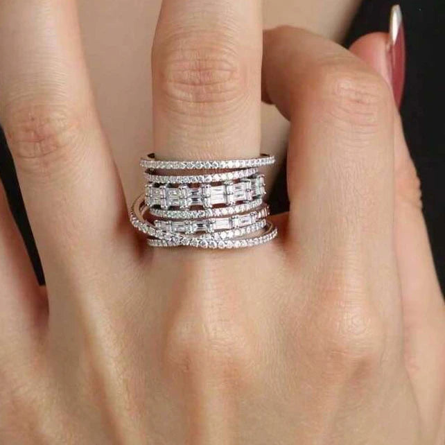 Silver Hollow Zirconia Ring worn on a hand