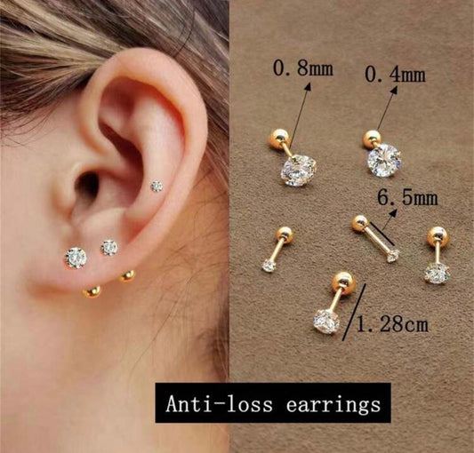 Screwback Studs Set Of 3 pairs