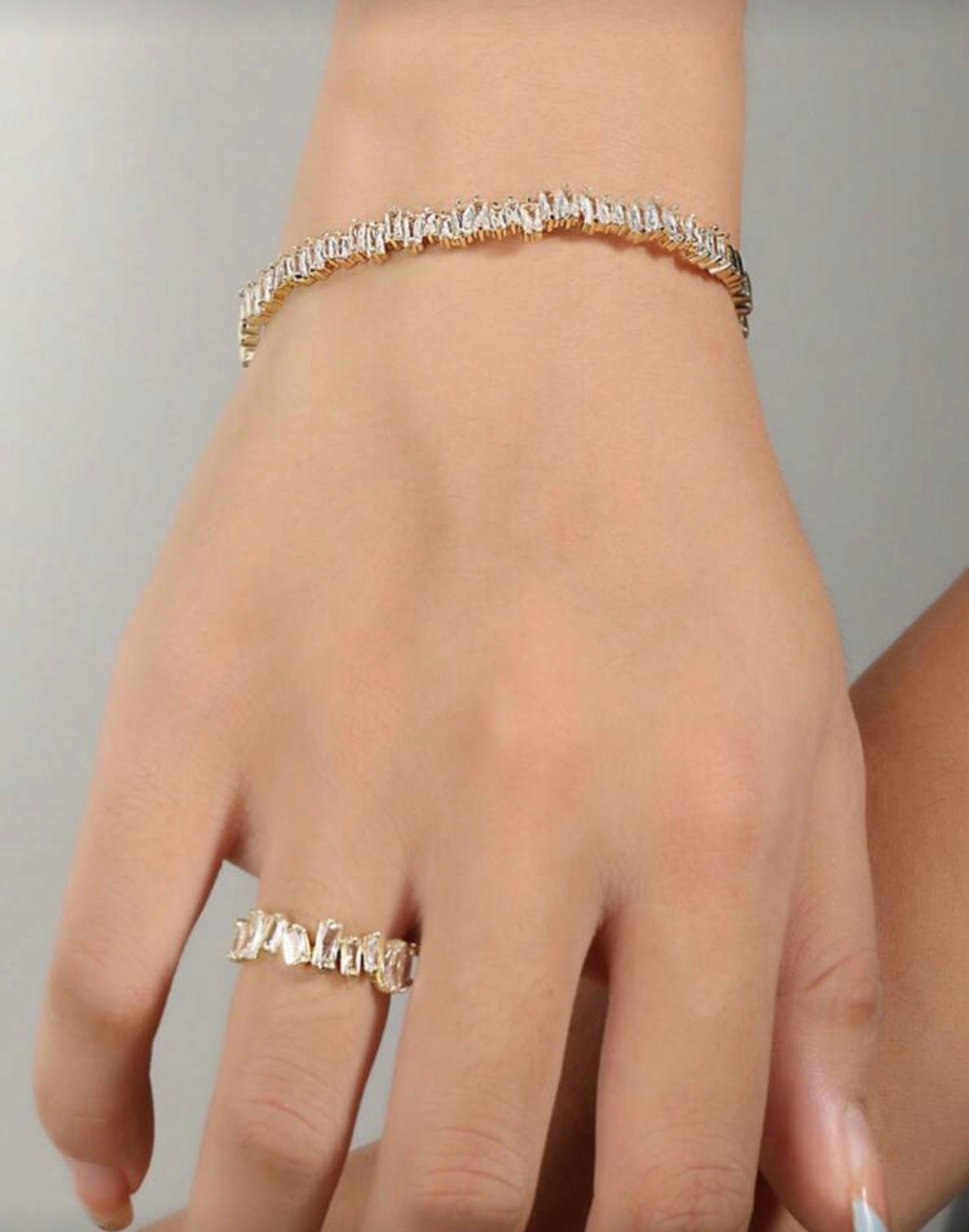 Baguette Bracelet Ring Combo