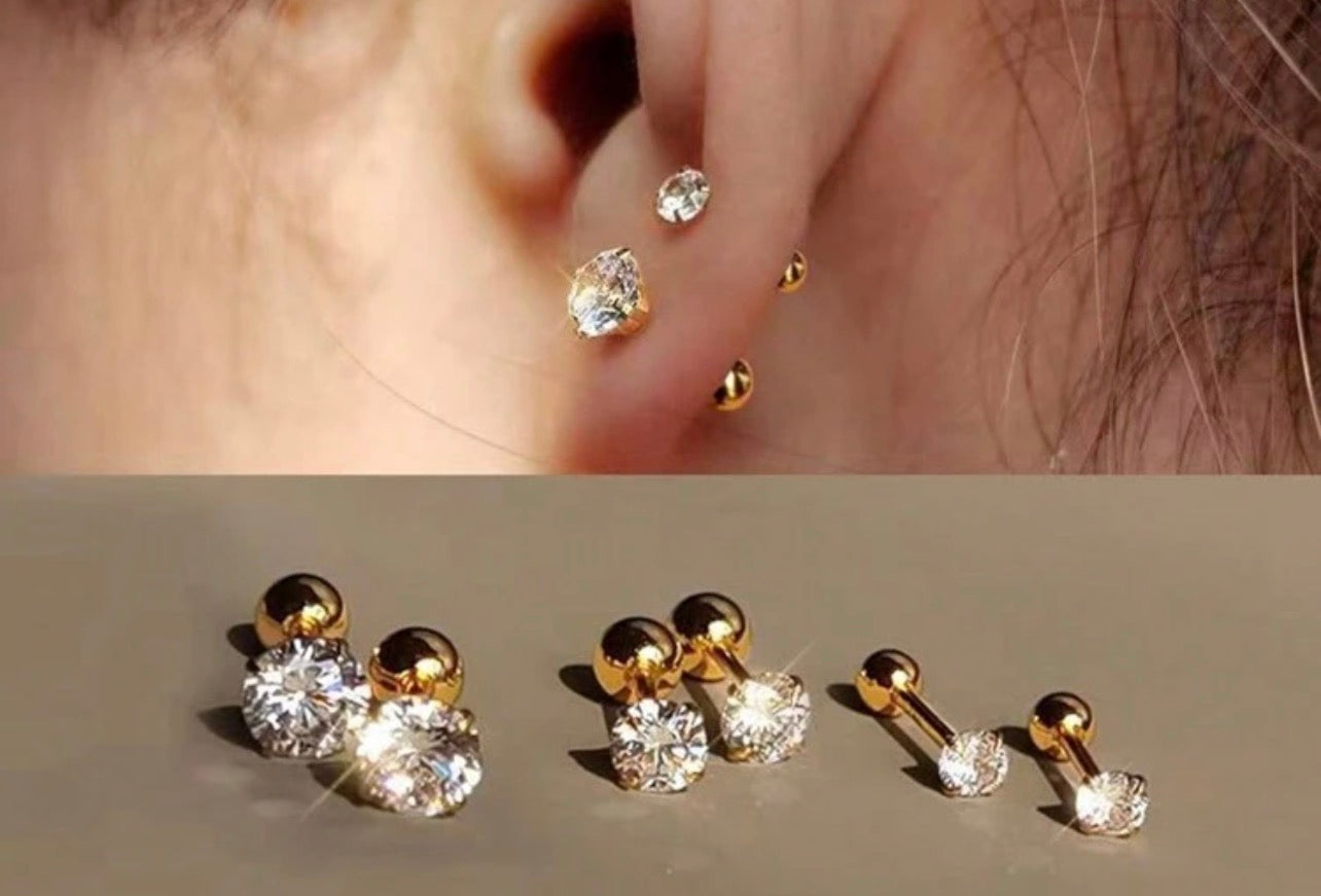 Screwback Studs Set Of 3 pairs