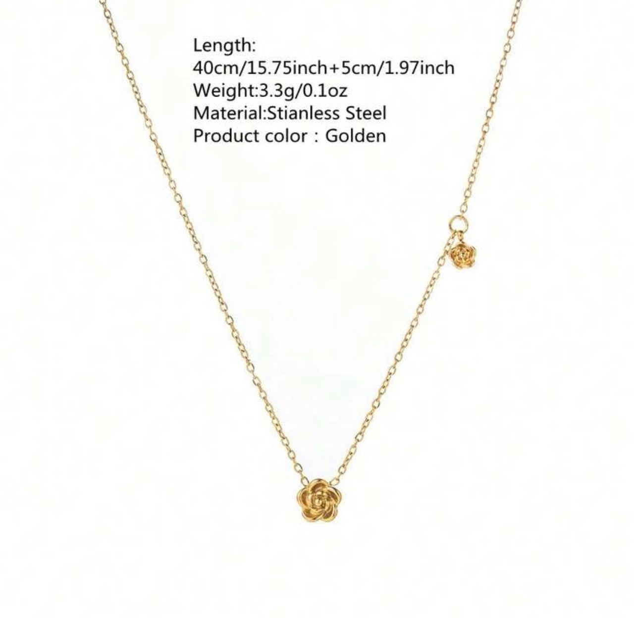Rose dual charm necklace