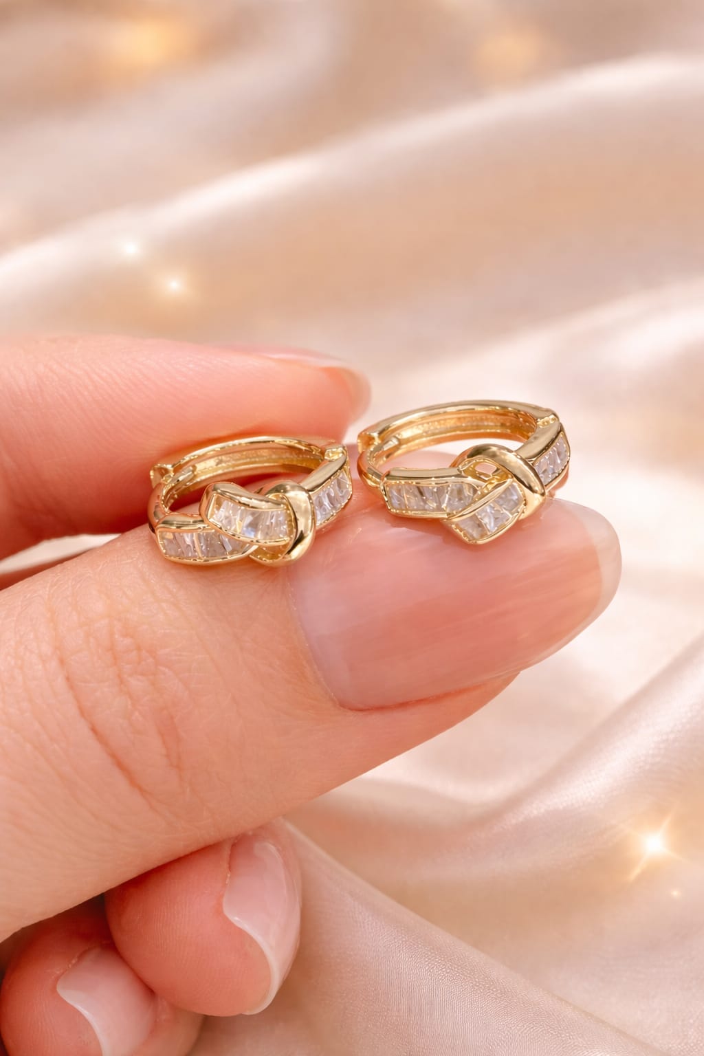 Mini Knot Rhinestone Hoops