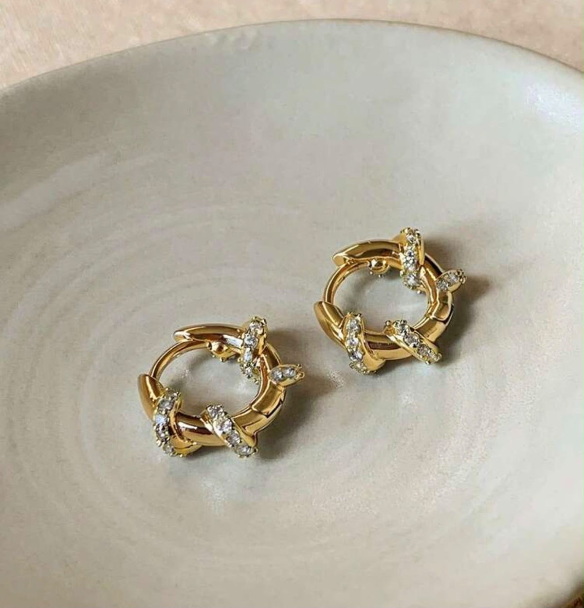 Gold glitter hoops