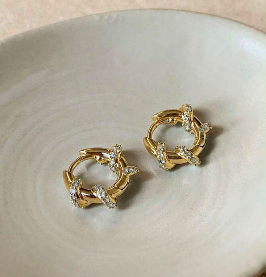 Gold glitter hoops
