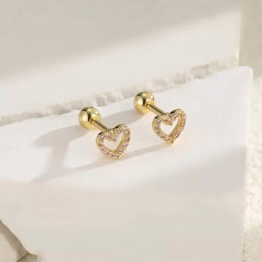 Heart Screwback Ear Studs