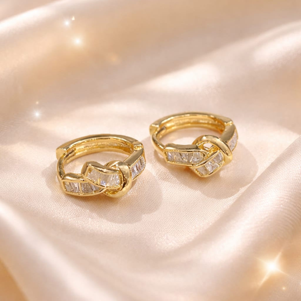 Mini Knot Rhinestone Hoops