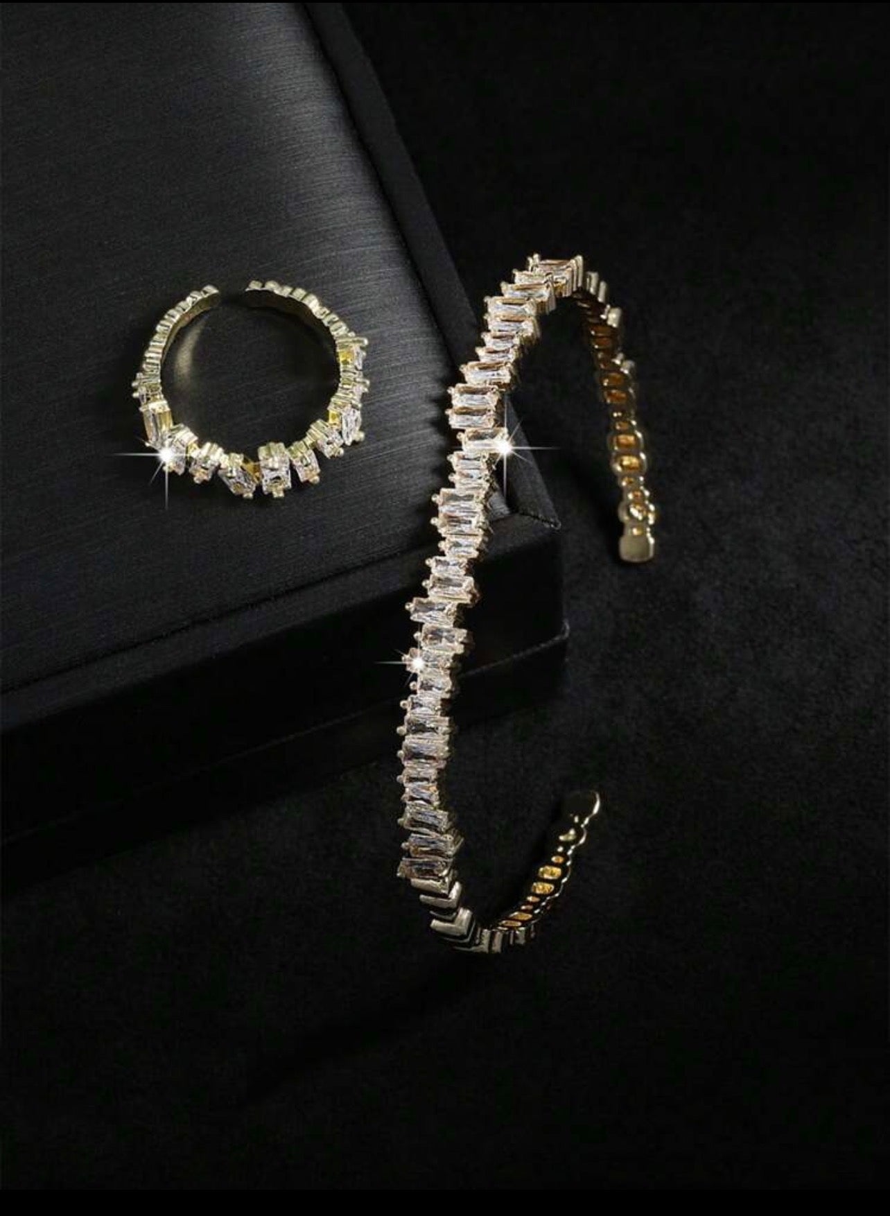 Baguette Bracelet Ring Combo