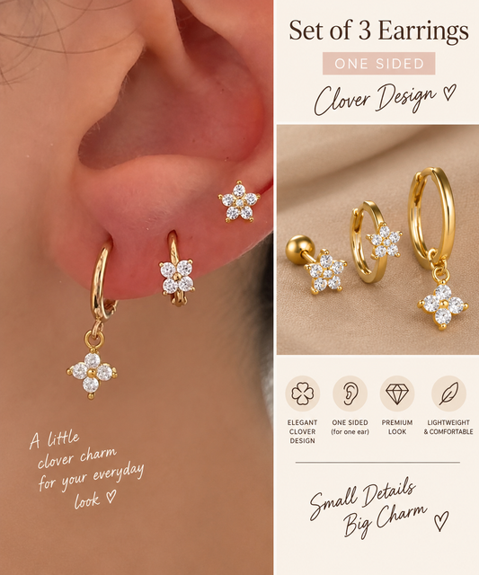 Clover piercing studs (one sided)