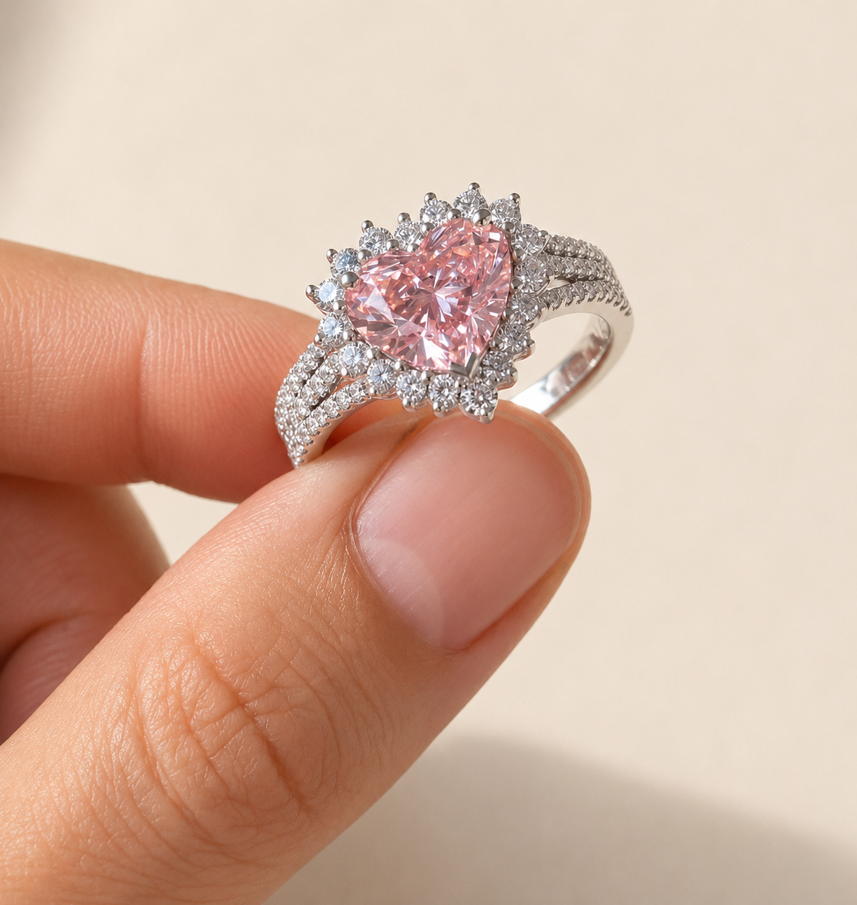 925 Sterling Silver Pink Stone Rings