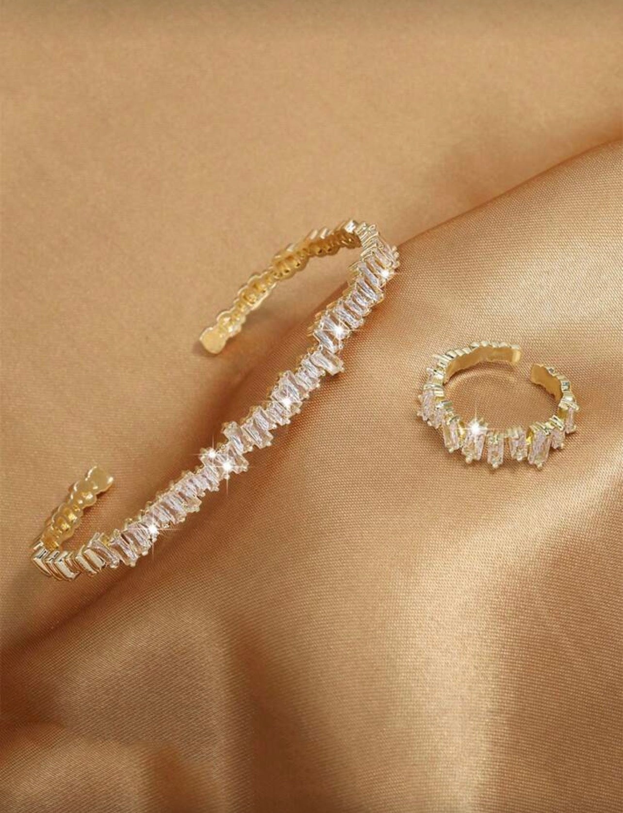 Baguette Bracelet Ring Combo