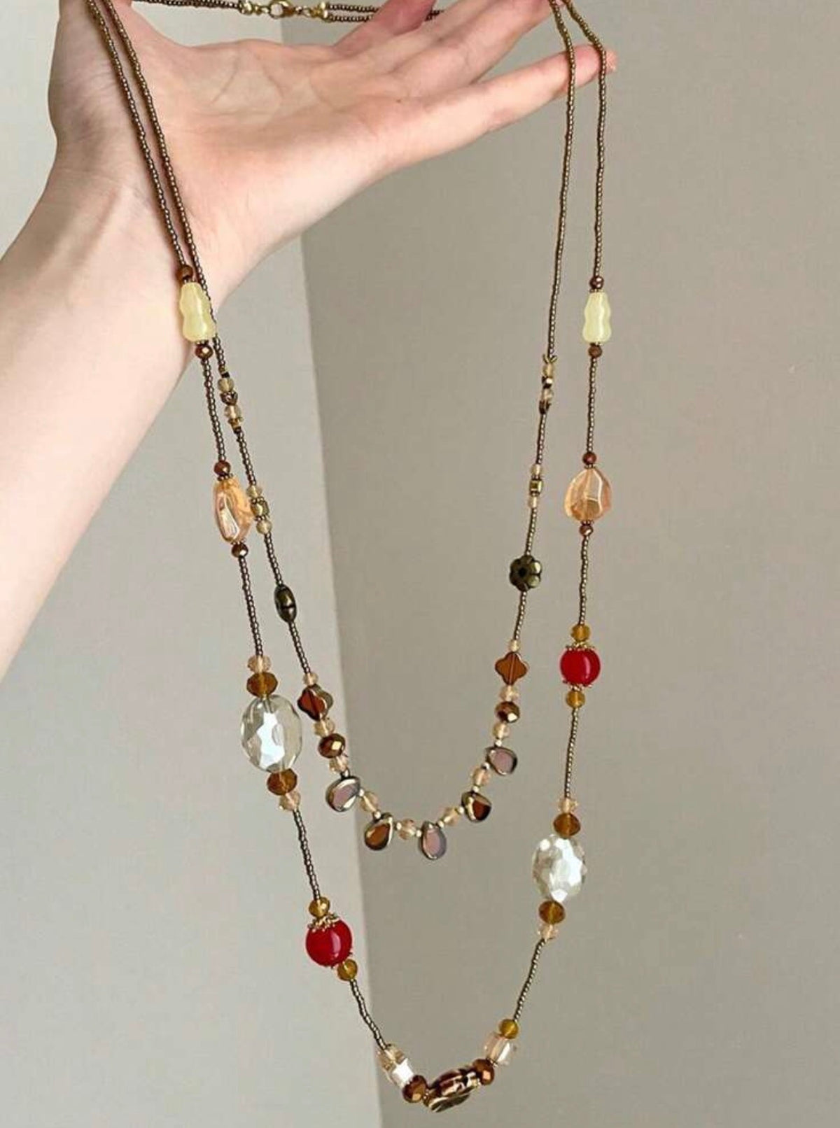 Beaded Earthy long necklace.
