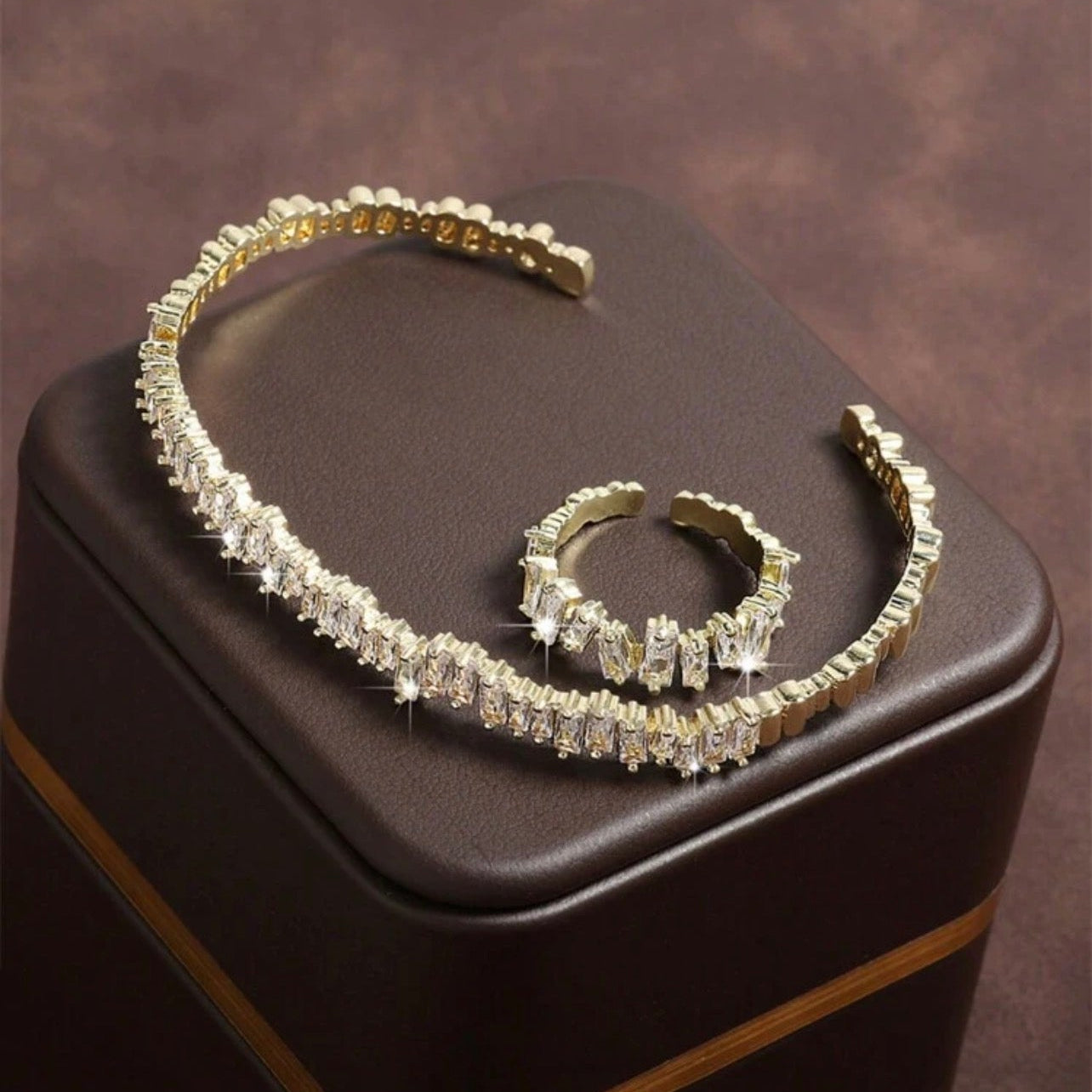 Baguette Bracelet Ring Combo