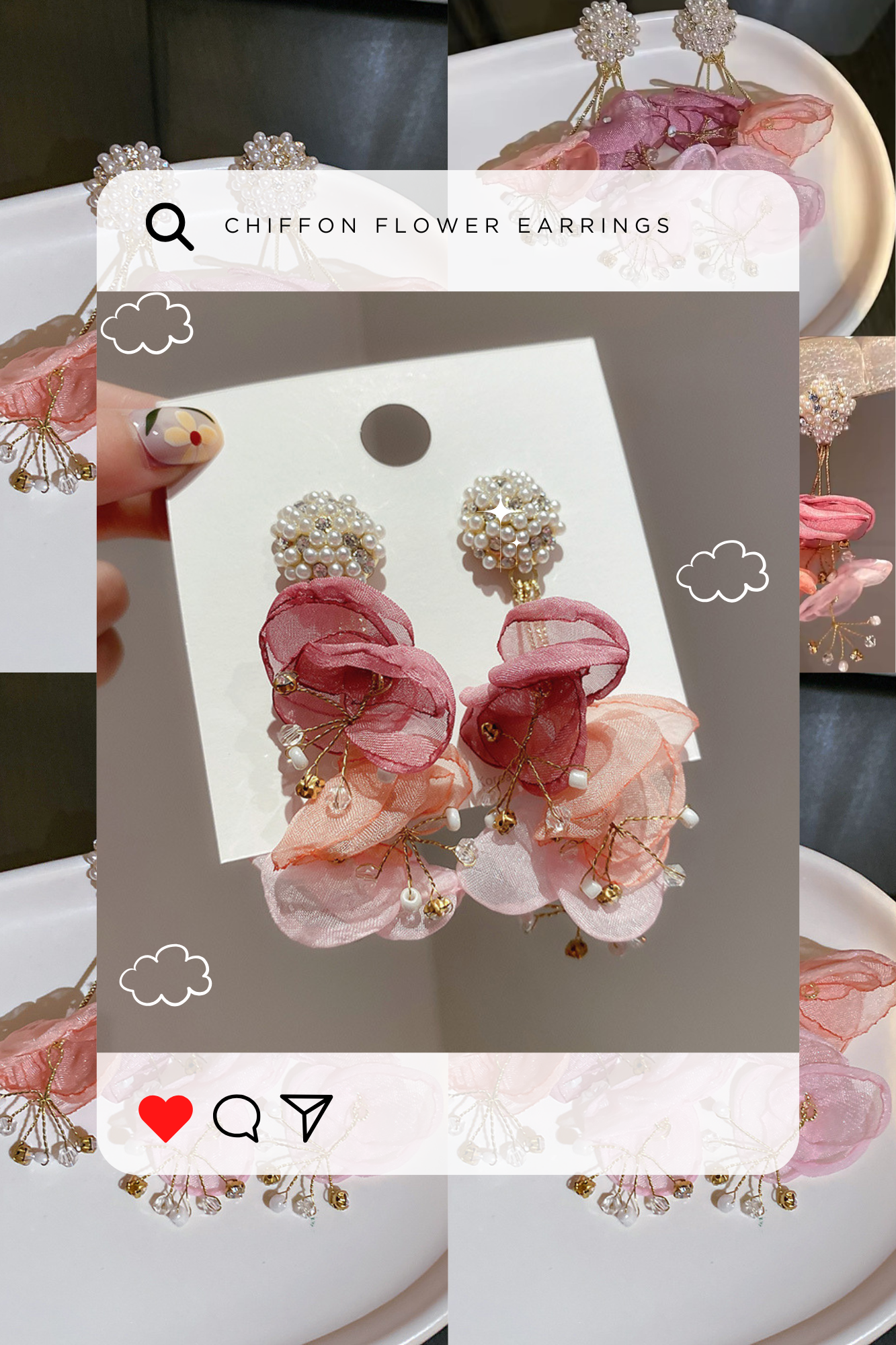 Chiffon Flower Earrings