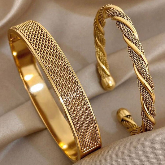 Luxury 18K Gold Plated Stainless Steel Bangles/ Bracelet