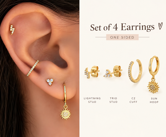 Clip drop earrings set of 4 (one sided)