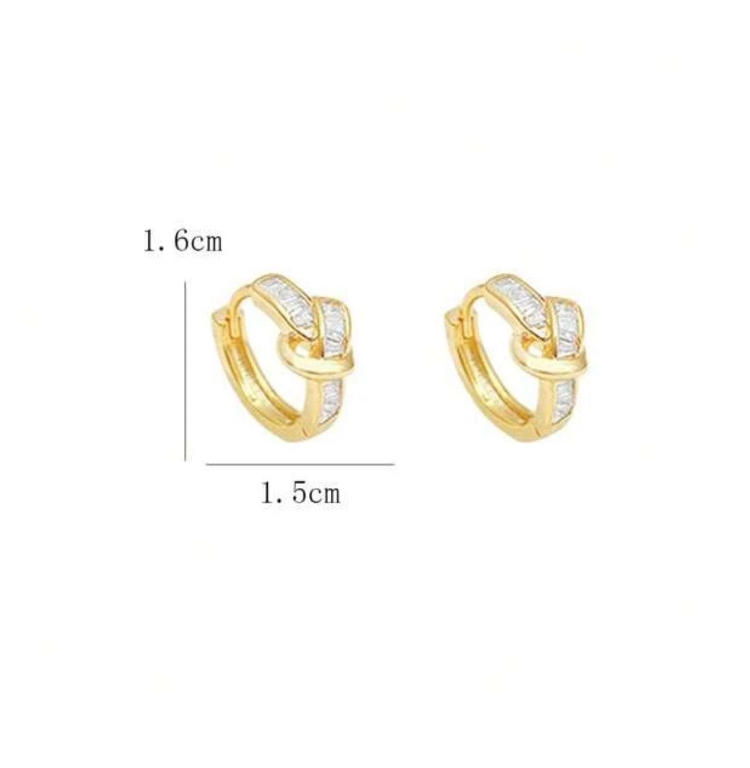 Mini Knot Rhinestone Hoops