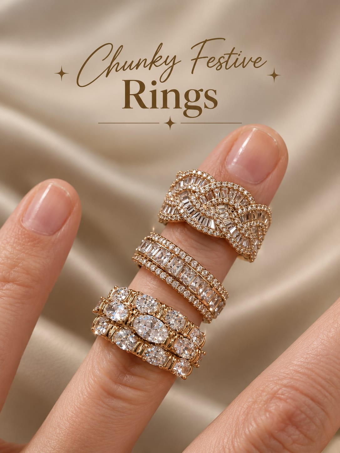 Chunky Festive Rings set of 3.