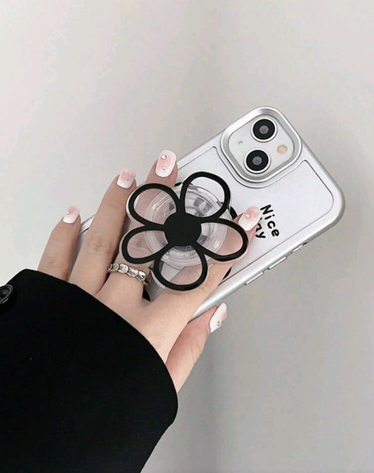 Black Flower Pop Socket