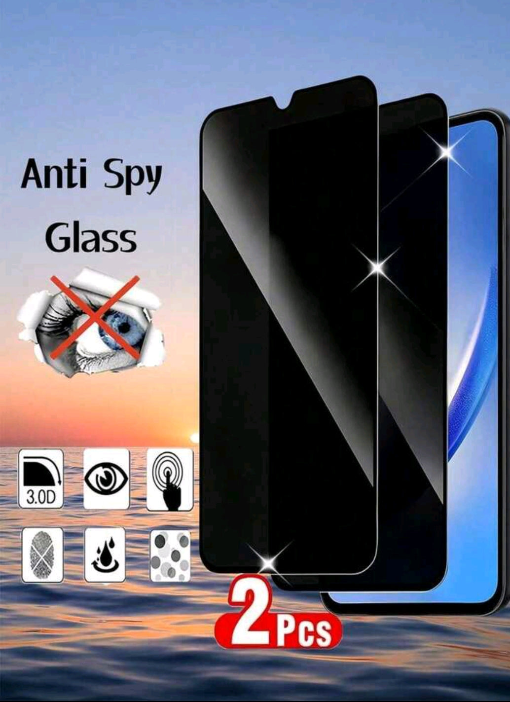 2pcs Tempered Glass Screen Privacy Protector